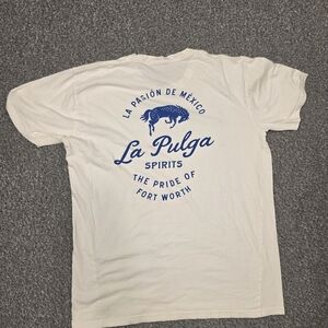 White Tee with Blue Graphic